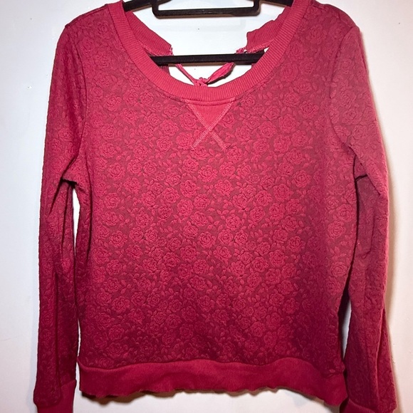 Tops - Floral Lace red Women's Top, medium